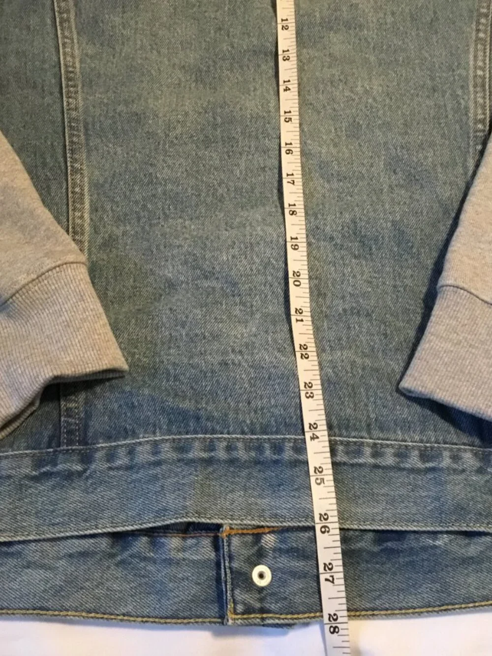 NWT Levis Trucker Gray Sweatshirt Hoodie & Sleeves Denim Snap Front Jacket XL - Picture 8 of 11